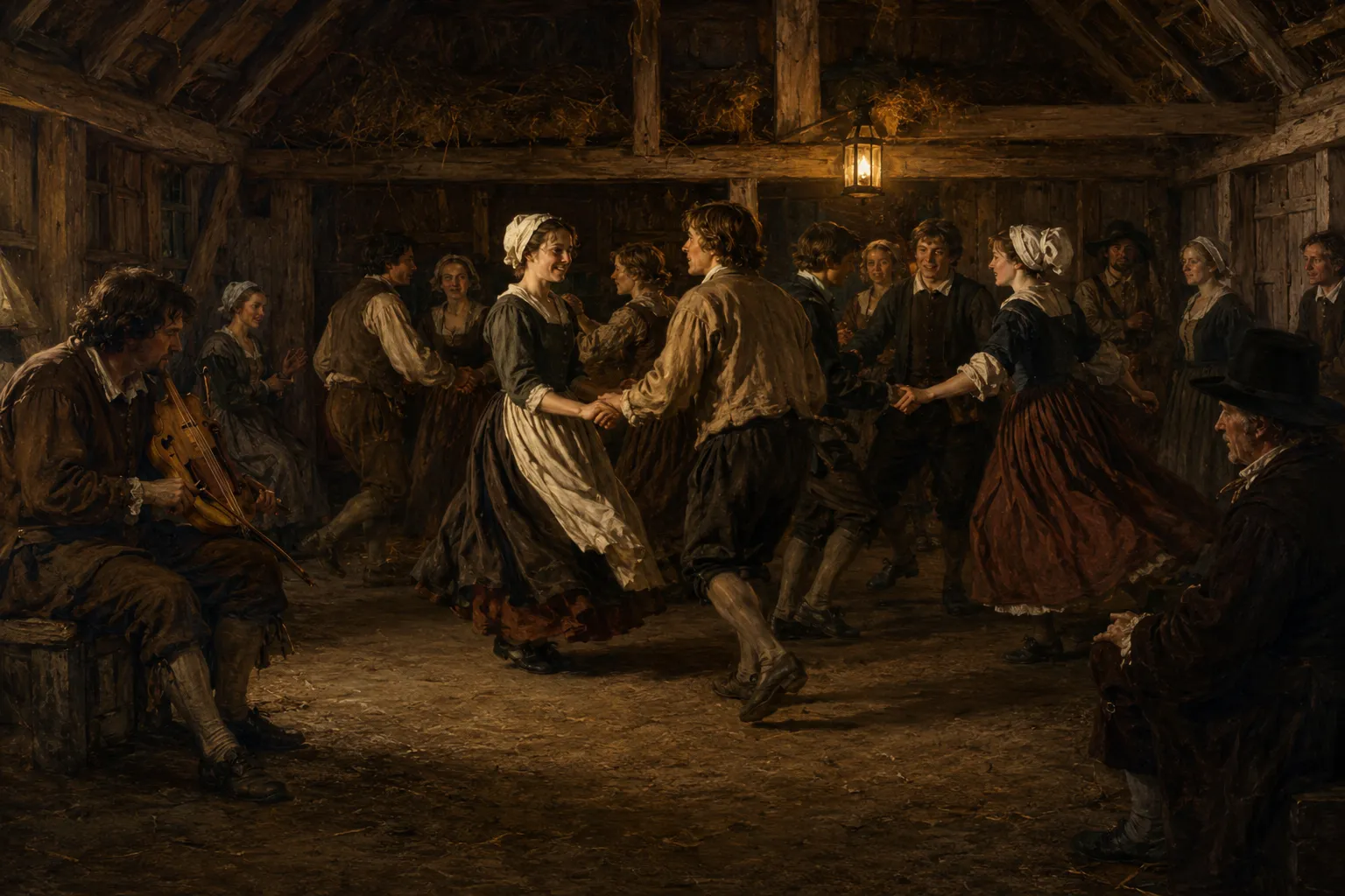 An illustrative reconstruction of a barn dance evoking the 1626 Pentecost dance on Sark