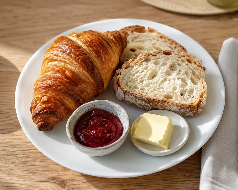 A croissant breakfast at the retreat house on Sark