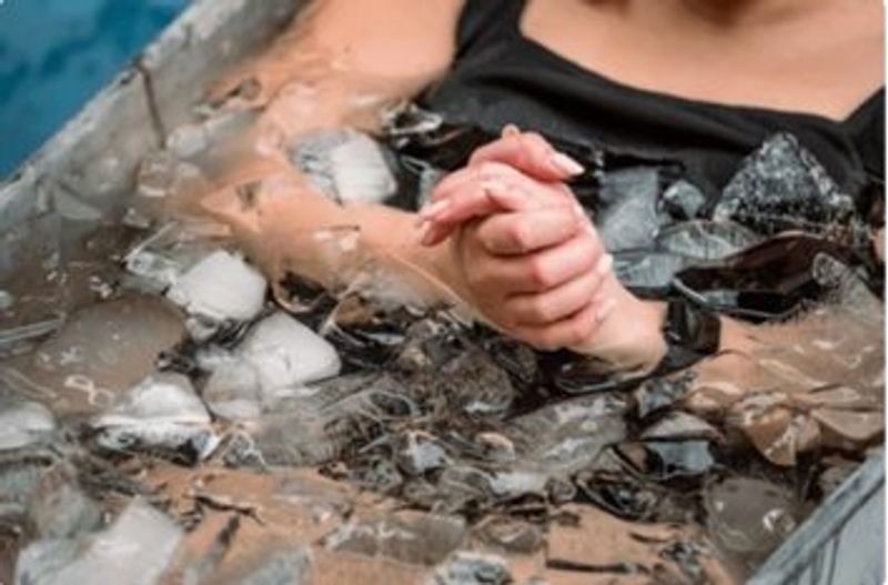 Cold water ice bath experience at the yoga retreat on Sark