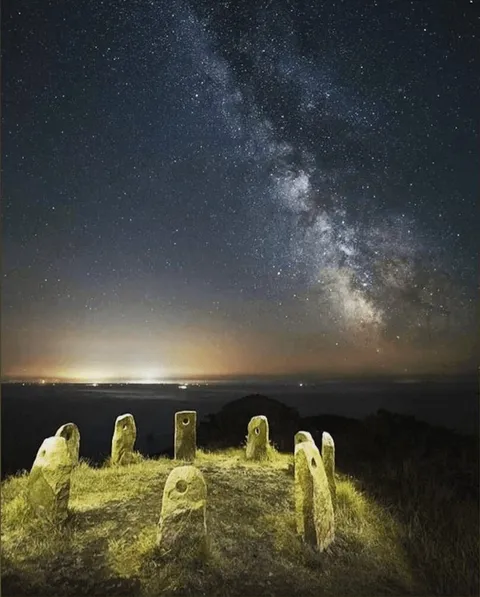 Sark Henge under the night sky on Sark