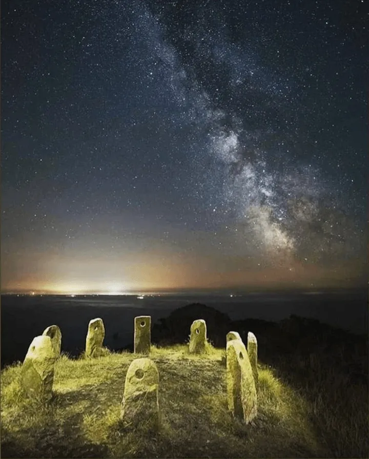 Stars over Sark Henge at night
