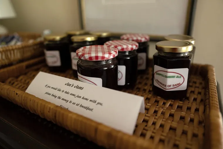 Homemade jams at breakfast in the retreat house on Sark