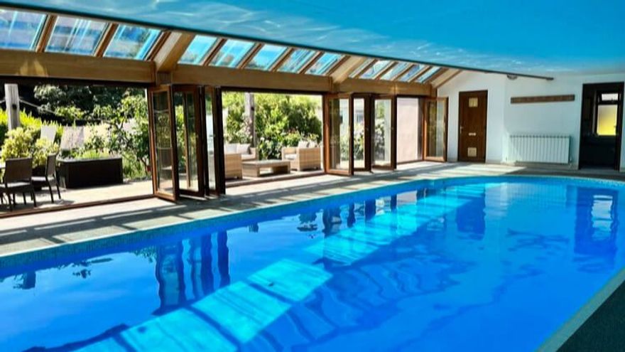 The heated indoor pool at the retreat house on Sark