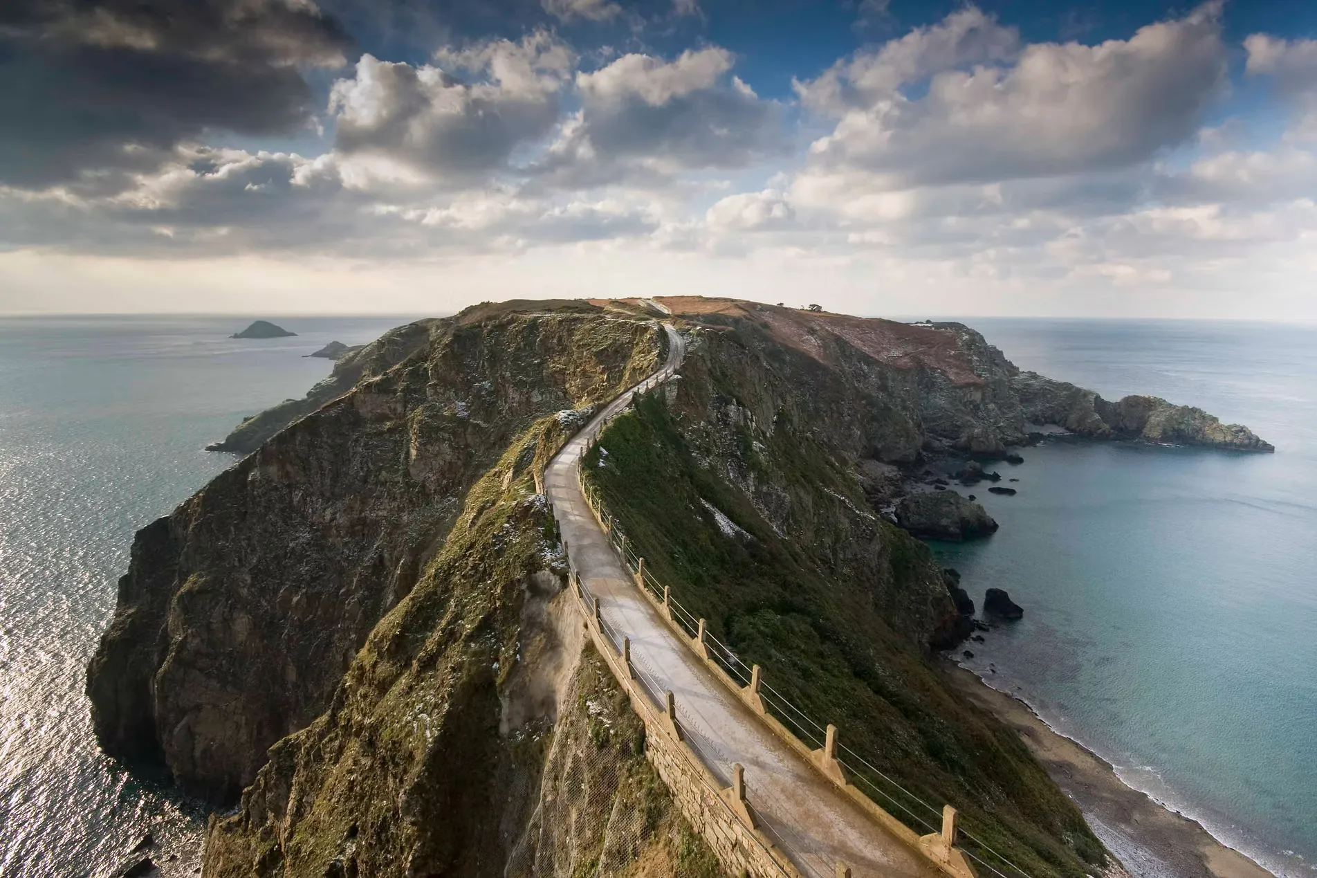 La Coupée, the narrow ridge connecting Sark and Little Sark, Channel Islands