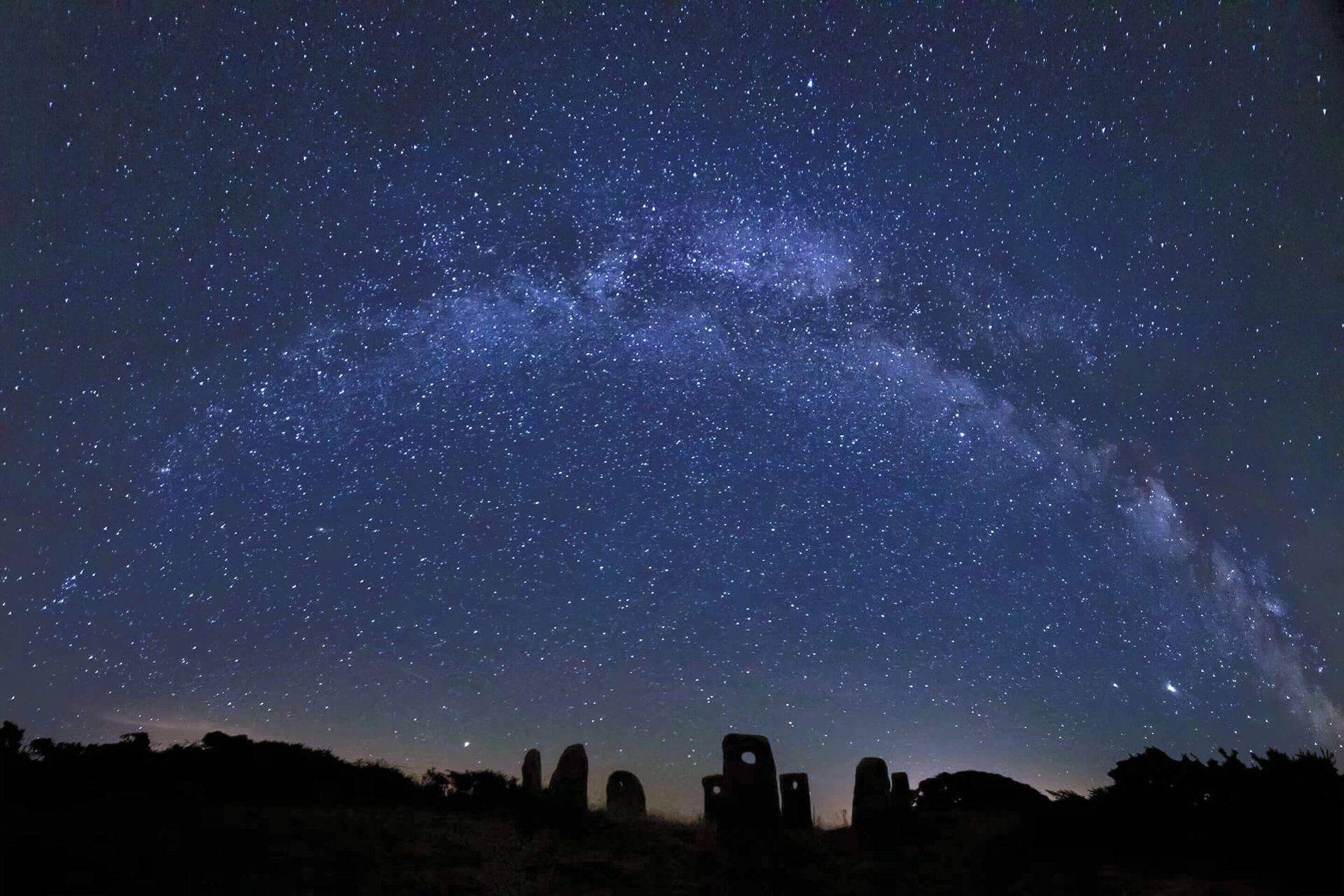 The Milky Way over Sark Henge on Sark, the world's first Dark Sky Island, Channel Islands