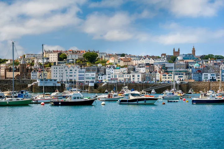 St Peter Port harbour in Guernsey, where the Sark boat leaves, Channel Islands
