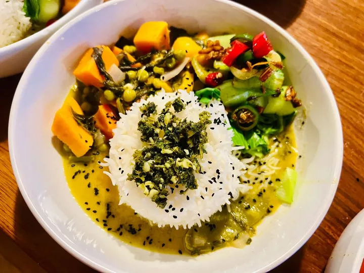 A nourishing meal prepared for retreat guests
