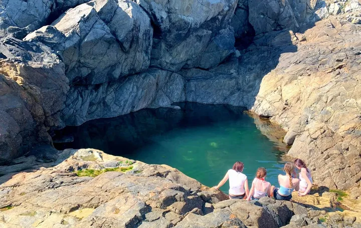 The Venus Pool at low tide on Sark, a natural rock pool on the coast of Little Sark
