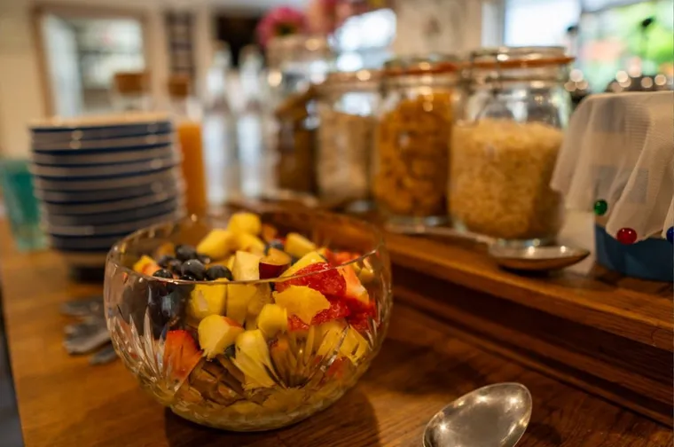 A fresh fruit bowl at the retreat house on Sark