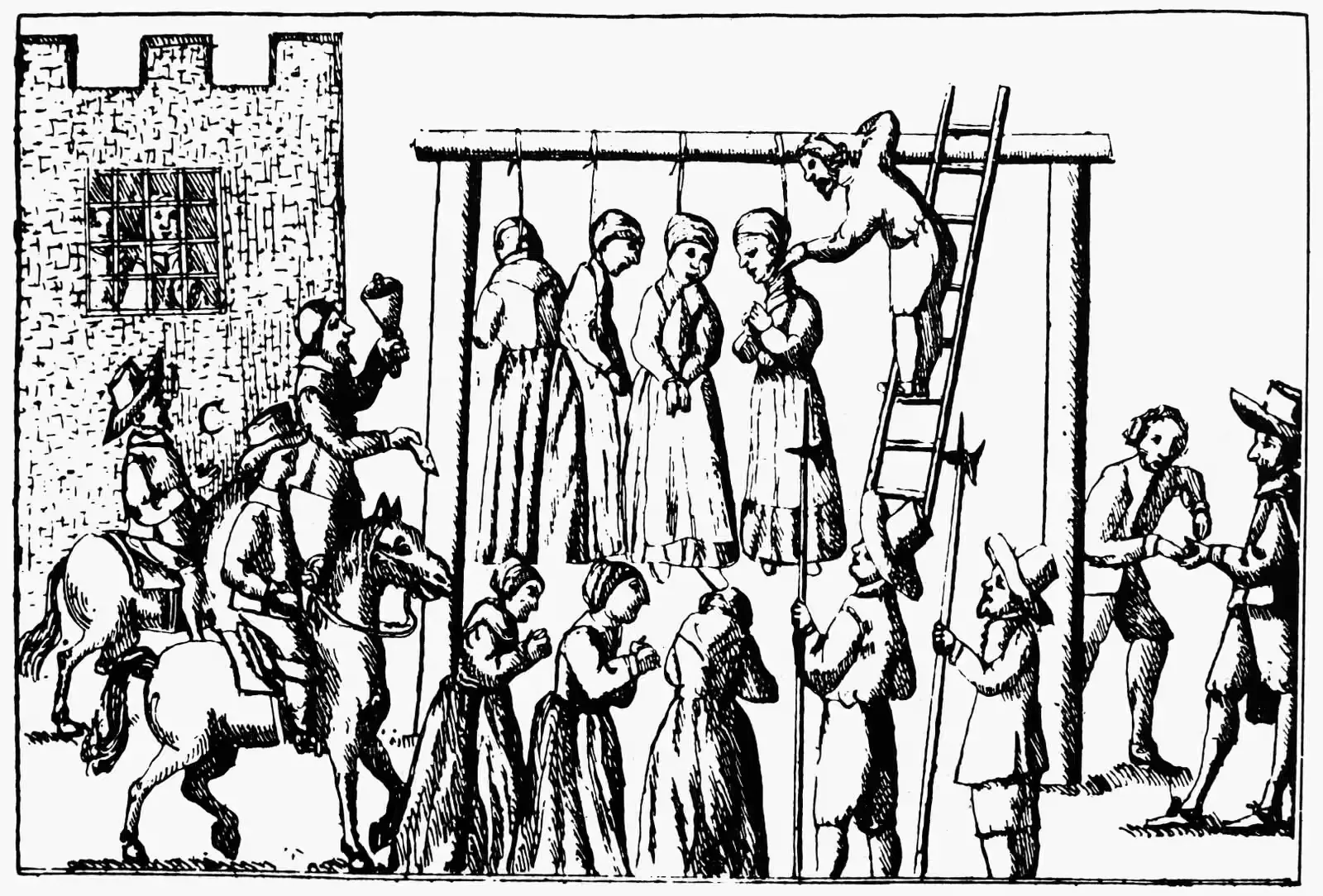 A period engraving of a witch trial execution