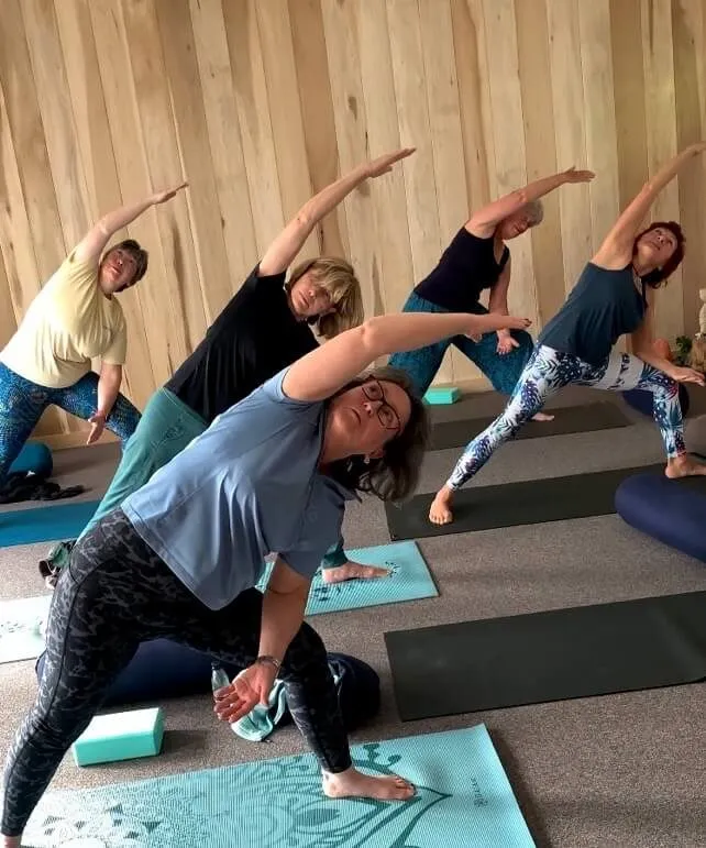 A yoga class in the studio at the retreat on Sark